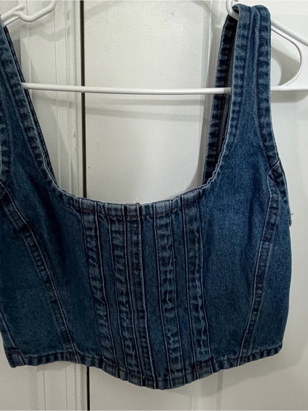 & Other Stories Dark Blue Denim Bustier Top